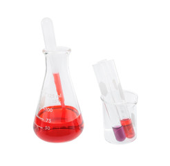 Sticker - dropper red solution in flask and test tube