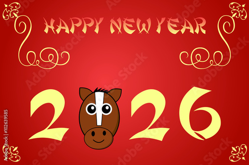 Poster Happy chinese new year card illustration for 2026