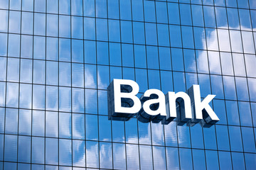 close up a bank sign