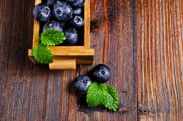 Fresh blueberries and mint