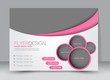 Flyer, brochure, magazine cover template design landscape orientation for education, presentation, website. Pink color. Editable vector illustration.