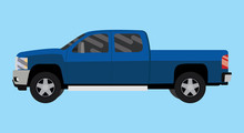 Suv Truck Car Pickup Isolated Blue Big Vector