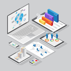 Wall Mural - Isometric infographics design elements