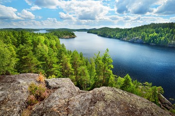 landscape of saimaa lake from above, finland