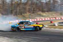 Sport Car Burnout On The Track