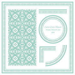 Wall Mural - Vintage Frame Pattern Set 094 Curve Cross Flower