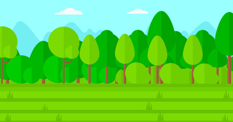 Sticker - Background of green lawn with trees.