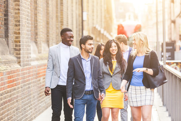 Wall Mural - Business multiracial group walking in London