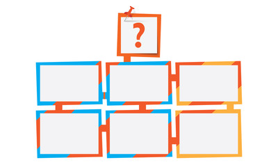 Poster - Six abstract text boxes for your text and question mark