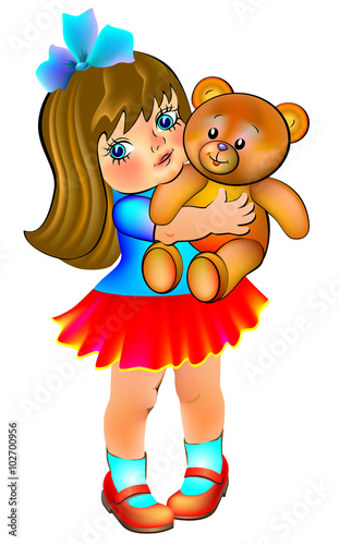 little girl holding teddy bear