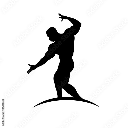Fotografie, Obraz bodybuilder posing, icon, vector illustration