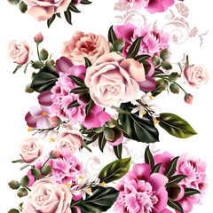 Aufkleber - Vector seamless pattern for wallpaper design with peony flowers