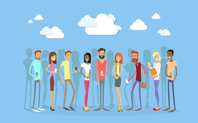 Poster - students group with smart cell phone social network communication