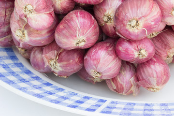 Dense shallot onion with shell background