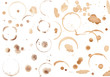 Set of variuos coffee stains isolated on white