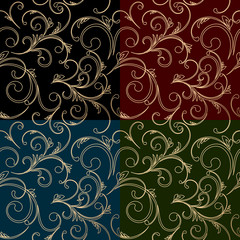 Aufkleber - Damask seamless floral pattern. Royal wallpaper. 