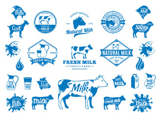 Wall Mural - Milk Logo, Icons and Design Elements