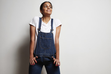 woman stretch overalls