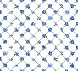 Sticker - Live Fence with Blue Flowers Seamless Pattern