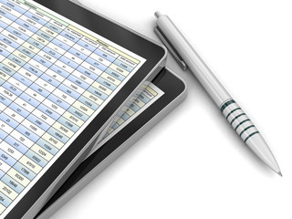 Poster - Financial report and digital tablet