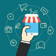 Aufkleber - Flat design modern web shopping concept