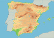 High detailed Spain physical map.