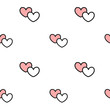 cute lovely romantic black white and pink hearts seamless vector pattern background illustration