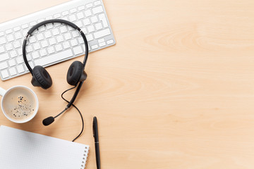 Canvas Print - Office desk with headset and pc