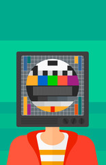 Poster - Man with TV head.