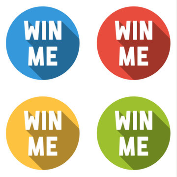 Collection of 4 colorful icons with Win me text