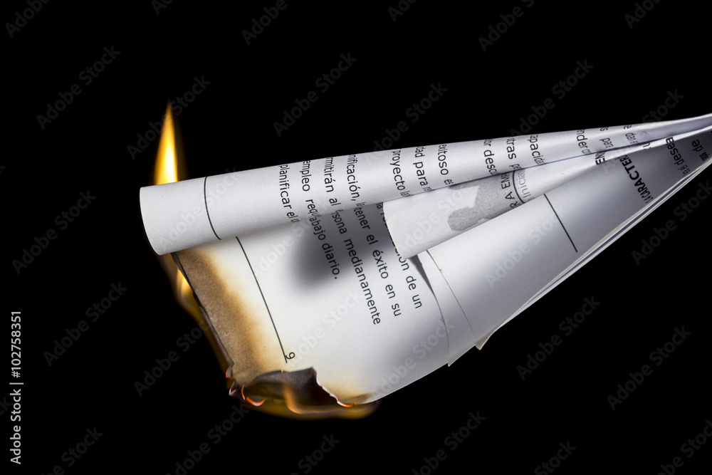 Burning a paper. Removing incriminating evidences Stock Photo | Adobe Stock