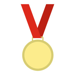 medal with red ribbon flat icon