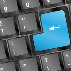 Poster - Keyboard with blue blank Enter button, with copyspace, vector vector illustration