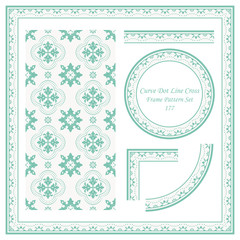 Wall Mural - Vintage Frame Pattern Set 177 Curve Dot Line Cross Flower