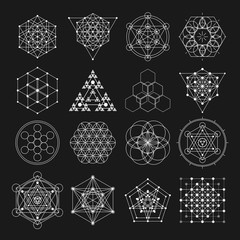 Wall Mural - Sacred geometry vector design elements. Alchemy, religion, philosophy, spirituality, hipster symbols and elements.