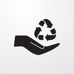 Poster - Recycle with hand icon for web and mobile