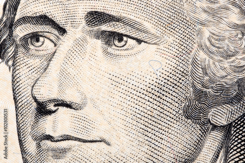 Cuadros en Lienzo Alexander Hamilton, a close-up portrait on US ten dollars