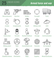  linear icons for military infographics