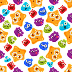 Canvas Print - Colourful Jelly Characters with Emotions. Vector Illustration Pattern