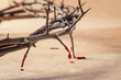 Crown of thorns with blood dripping. Christian concept of suffer
