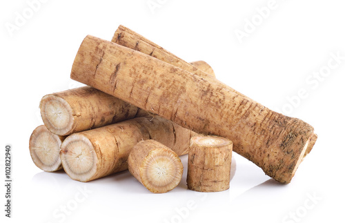 Fotografía Fresh Burdock roots on white background