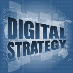 Poster - digital strategy word on digital touch screen vector illustration
