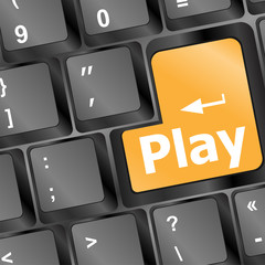 Poster - Computer keyboard with play key - technology background vector illustration
