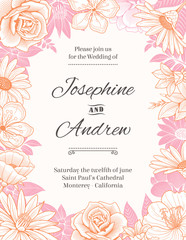 Wall Mural - vector flower frame wedding invite