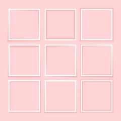 Fototapete - Set fashion minimalist border with realistic shadow to create a stylish, modern calligraphy backgrounds , colors , text . Frames for collages . Stylish frame for design modern presentation backgrounds