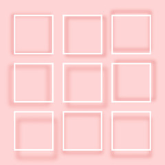 Fototapete - Set fashion minimalist border with realistic shadow to create a stylish, modern calligraphy backgrounds , colors , text . Frames for collages . Stylish frame for design modern presentation backgrounds