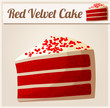 Red Velvet Cake. Detailed Vector Icon