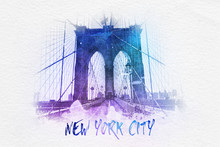 Brooklyn Bridge With New York City Text