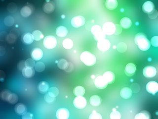 Bokeh light, shimmering blur spot lights on blue and green abstr