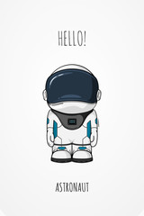 hand drawn cartoon astronaut in space suit. one died. line art cosmic vector illustration cosmonaut 